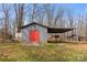 A storage shed and covered shelter are visible in the rear yard of the property at 822 Bethlehem Rd, Kings Mountain, NC 28086