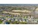 Panoramic aerial view of a residential neighborhood bordering a golf course, highlighting community layout at 10615 Persimmon Creek Dr, Mint Hill, NC 28227