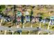 Birds-eye view showing properties with pools and manicured lawns in an established neighborhood setting at 10615 Persimmon Creek Dr, Mint Hill, NC 28227