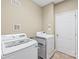 Functional laundry room equipped with a washer, dryer, and convenient shelving for storage at 10615 Persimmon Creek Dr, Mint Hill, NC 28227