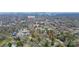 Aerial view of a neighborhood featuring nearby Freedom Park and lush tree coverage, with a distant city skyline at 1817 Jameston Dr, Charlotte, NC 28209