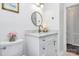 Bright white bathroom with modern fixtures and beautiful marble countertop at 1817 Jameston Dr, Charlotte, NC 28209