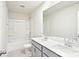 Modern bathroom with double vanity, stylish fixtures, and a clean, well-maintained shower-tub combination at 410 Luna Ln, Shelby, NC 28152
