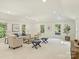 A spacious living room featuring neutral-toned furniture, recessed lighting, and bright windows at 4830 Broad Hollow Dr, Charlotte, NC 28226