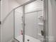 Modern stand up shower with a glass door and built in shelves at 522 Trading Post Ln, York, SC 29745