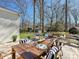 Relaxing outdoor deck with a large table and beautiful furniture, surrounded by lush greenery at 638 Forest Ln, Rock Hill, SC 29730