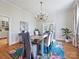 Dining room with a wood table, upholstered chairs, a chandelier, and a floral rug at 638 Forest Ln, Rock Hill, SC 29730