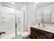 Clean bathroom features an enclosed shower and modern vanity at 638 Nannyberry Ln, Concord, NC 28025