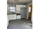 This kitchen is equipped with white cabinets, granite countertops, stainless steel appliances, and modern backsplash at 6520 Farmway Pl, Charlotte, NC 28215