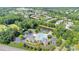 Aerial view of the community pool, clubhouse, playground and surrounding tree coverage and pond at 8009 Whitehawk Hill Rd, Waxhaw, NC 28173