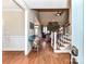 Inviting living room showcases a stone fireplace, vaulted ceilings, and hardwood floors at 816 Springs Rd, Dallas, NC 28034