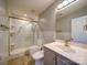 Bathroom featuring modern shower, toilet, bidet, and single sink vanity at 1000 Sweetgum St, Gastonia, NC 28054