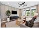 Cozy living room featuring a modern entertainment center, stylish furnishings, and large windows at 209 Halemarg Dr, Belmont, NC 28012