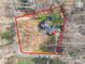 Aerial view with property lines illustrating the lot size, location, and layout of the home within its boundaries at 406 Forest Dr, York, SC 29745