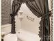 Shower featuring black and white patterned walls and a black curtain at 406 Forest Dr, York, SC 29745