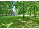 Expansive backyard with mature trees and lush green lawn, showcasing the home's private and serene setting at 6688 Pine Forest Dr, York, SC 29745