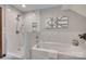 Modern bathroom with a sleek shower and separate tub for a spa-like feel at 6688 Pine Forest Dr, York, SC 29745