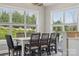 Dining area with a table for six, large windows bringing in natural light, and views of the landscaped yard at 8310 Sandstone Crest Ln, Indian Land, SC 29707