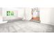 Large carpeted living room with natural lighting, chandelier, and step-up floor at 1080 Rolling Green Dr, Newton, NC 28658