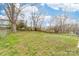 Spacious backyard with a mix of grass, spring wildflowers, and mature trees at 2318 Knight Dr, Gastonia, NC 28052