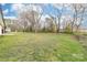 Large backyard featuring lush grass, a variety of spring wildflowers, and mature trees at 2318 Knight Dr, Gastonia, NC 28052