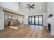 Spacious living room with high ceilings, fireplace, and sliding doors to the patio at 2321 Ivey Church Rd, Maiden, NC 28650