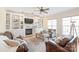Bright living room with a fireplace, built-in bookshelves, and comfortable seating at 6141 Abergele Ln, Matthews, NC 28104