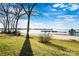 Beautiful view of the community beach, boat docks, and lake at 667 Portside Dr, Davidson, NC 28036