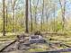 Cozy outdoor fire pit area features stone seating and a wood pile for relaxing evenings at 7507 Reedy Creek Rd, Charlotte, NC 28215