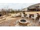 Landscaped backyard with a stone fire pit and seating, perfect for outdoor relaxation and entertaining at 8828 Powder Works Dr, Huntersville, NC 28078