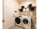 Laundry room with washer, dryer and storage shelves at 8828 Powder Works Dr, Huntersville, NC 28078
