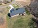 Aerial shot features a well-maintained brick home on a large lot backing up to a creek at 944 Clear Creek Cir, Lincolnton, NC 28092