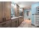 Beautiful bathroom featuring double vanities, granite countertop, wood cabinets and ample space at 944 Clear Creek Cir, Lincolnton, NC 28092