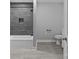Modern bathroom with gray tiled shower and tub at 1614 Fieldbrook Rd, Rock Hill, SC 29732