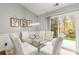 Elegant dining area with glass table, stylish chairs, and natural light from sliding glass door at 2316 Meadecroft Rd, Charlotte, NC 28214