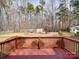 Spacious red-stained deck with a railing, perfect for outdoor entertaining and enjoying nature at 314 Sugar Creek Xing, Fort Mill, SC 29715