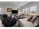 Bright living room with large windows, a cozy sofa, and entertainment center at 2116 Belterra Dr, Charlotte, NC 28216