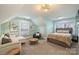 Spacious bedroom with a seating area and a large bed with a patterned comforter at 4335 Piper Glen Dr, Charlotte, NC 28277