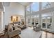 Spacious living room with high ceilings, large windows, access to the patio, and open concept to kitchen at 4335 Piper Glen Dr, Charlotte, NC 28277