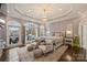 Bright main bedroom featuring tray ceiling, hardwood floors, and access to an outdoor patio at 4335 Piper Glen Dr, Charlotte, NC 28277