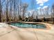 A large swimming pool surrounded by lounge chairs and patio furniture in a fenced in yard at 501 Colonels Ct, Clover, SC 29710