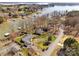Expansive aerial view of waterfront homes on Lake Norman, showcasing lake access and mature trees at 5064 Lynwood Rd, Sherrills Ford, NC 28673