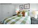 Bright bedroom featuring a green plaid comforter, dinosaur accents and natural light at 535 Trading Post Ln, York, SC 29745
