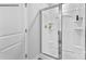 Modern bathroom featuring a glass shower with tiled walls and built-in shelving at 537 Trading Post Ln, York, SC 29745