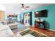 This living room features bright natural light, wood floors and access to the kitchen at 11416 Leadenhall Ln # 22, Charlotte, NC 28262