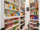 Organized pantry with shelves full of storage containers and kitchen supplies at 215 Wesley Manor Dr, Matthews, NC 28104
