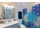 Bathroom featuring a sleek vanity, stylish mirror, and decorative shower curtain for a modern touch at 2296 Idol Rock Dr, Indian Land, SC 29707