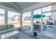 Covered patio with comfortable seating and views of the backyard at 2296 Idol Rock Dr, Indian Land, SC 29707