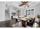 Dining room features hardwood floors, modern lighting and a view of the outdoors at 3732 Whitney Ne Dr, Hickory, NC 28601