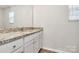 Bathroom featuring granite counters, white cabinets, and vinyl floors at 508 Hawley St, Charlotte, NC 28214